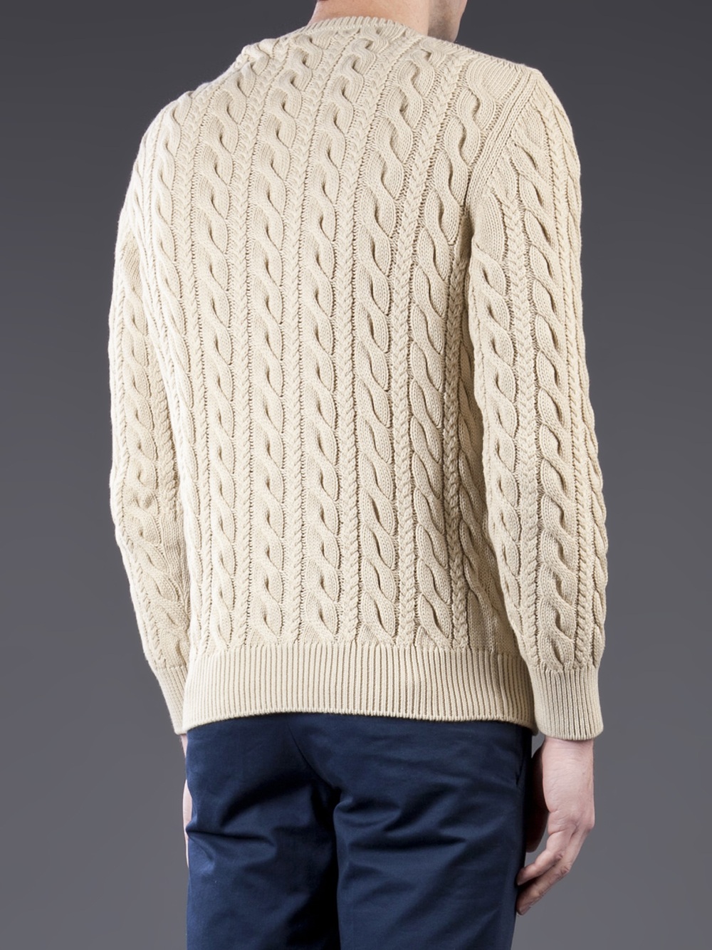Maison Kitsuné Cable Knit Sweater in Natural for Men - Lyst