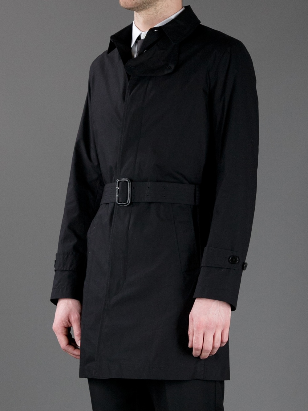 Paul Smith Belted Mac Coat in Black for Men | Lyst