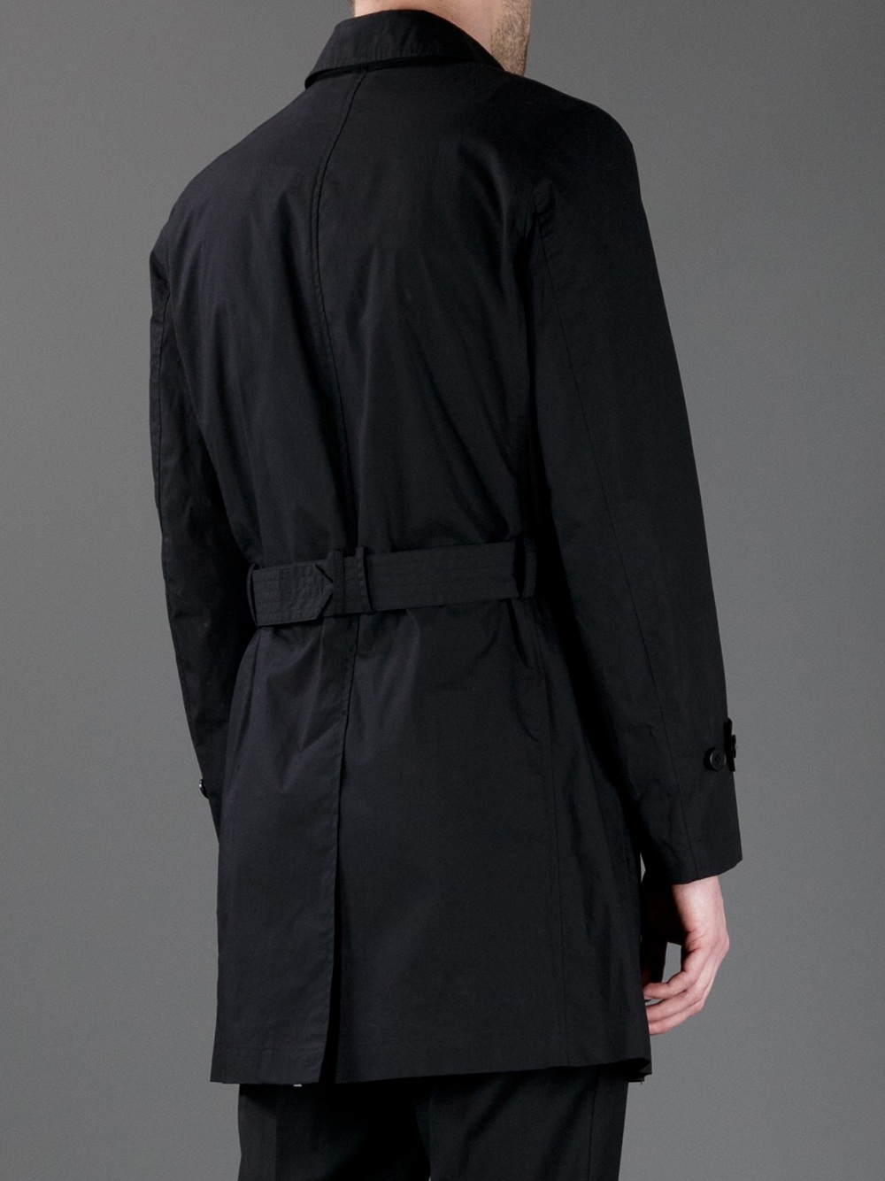 Paul Smith Belted Mac Coat in Black for Men | Lyst