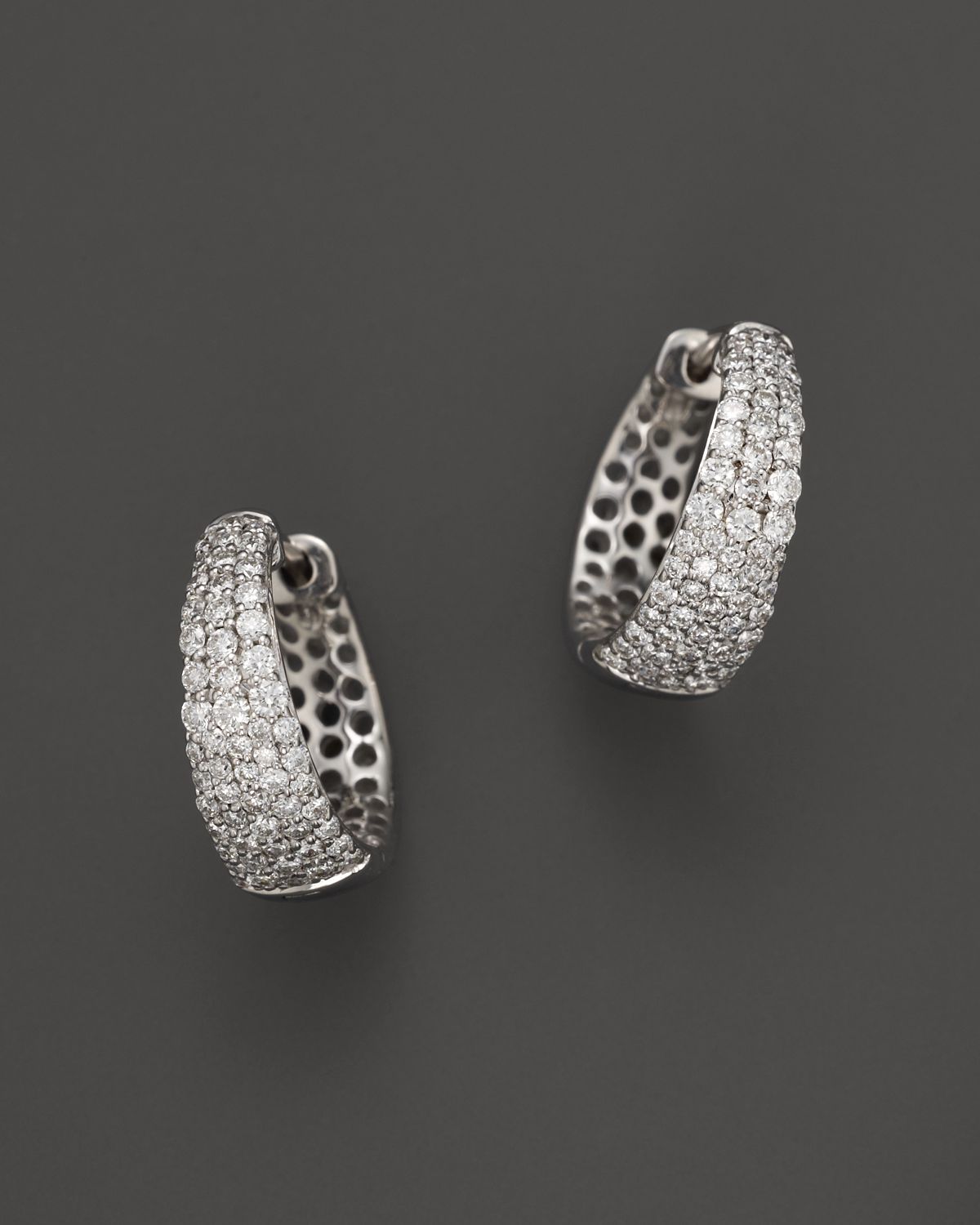 Lyst Roberto Coin 18k White Gold Small Scalare Diamond Earrings In Gallery