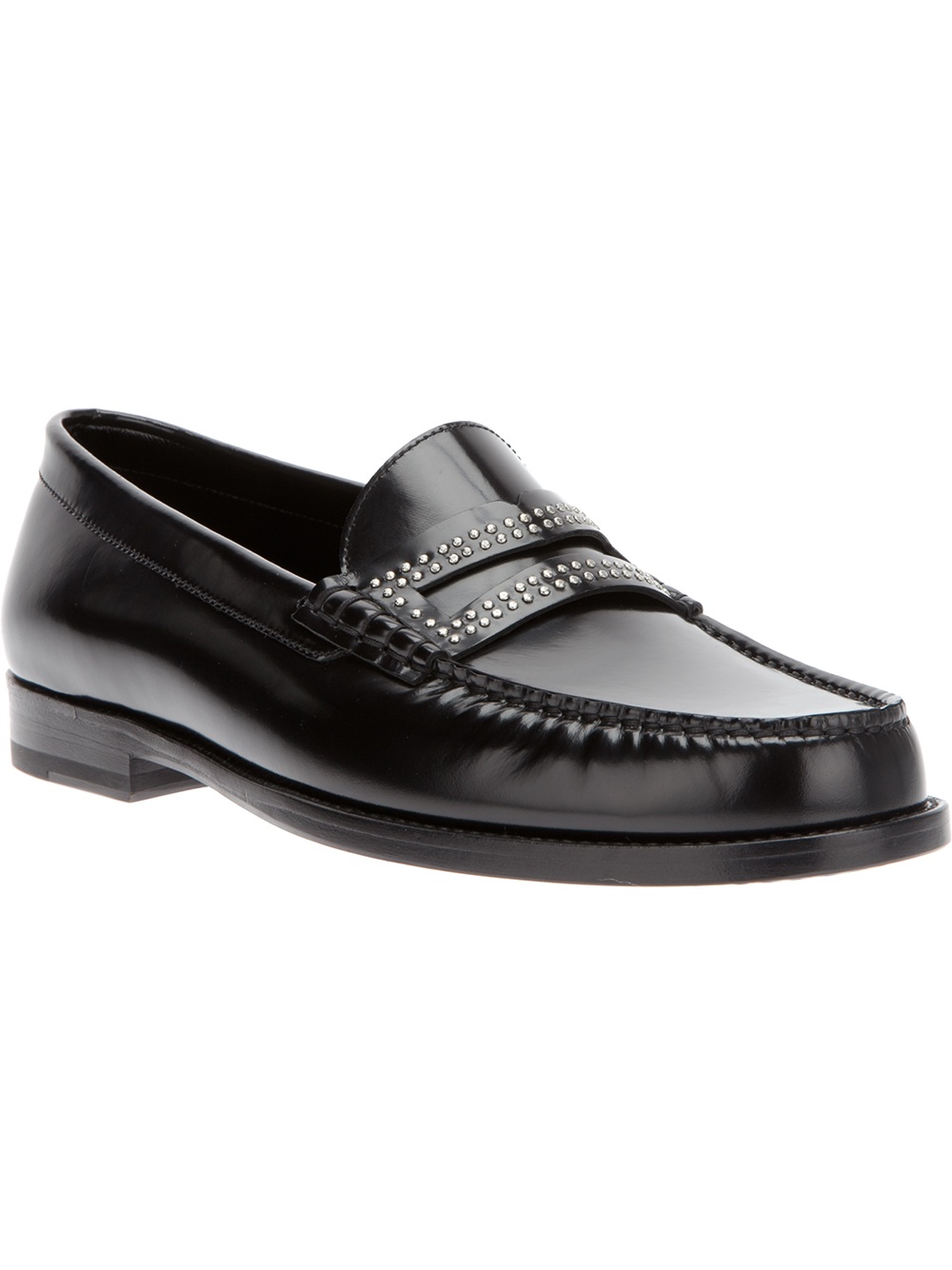 Saint Laurent Studded Penny Loafer in Black for Men - Lyst