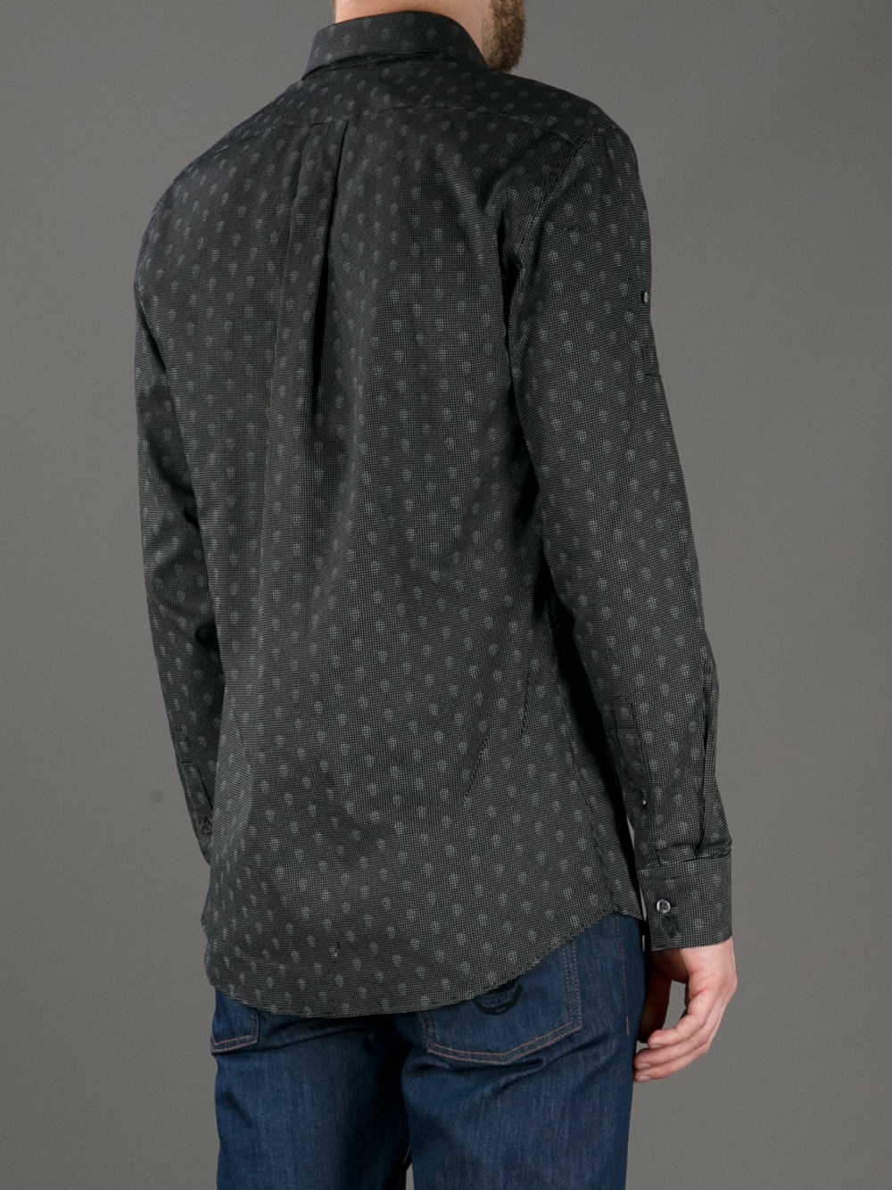 Alexander McQueen Spotted Button Down Shirt in Black for Men - Lyst