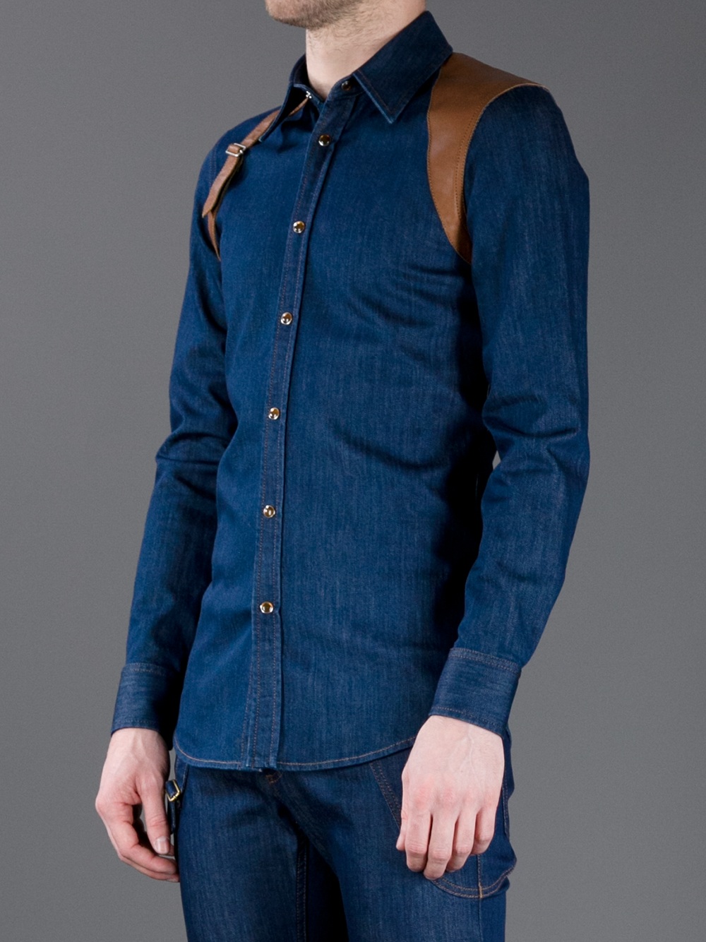 Alexander McQueen Buckle Detail Shirt in Blue for Men Lyst