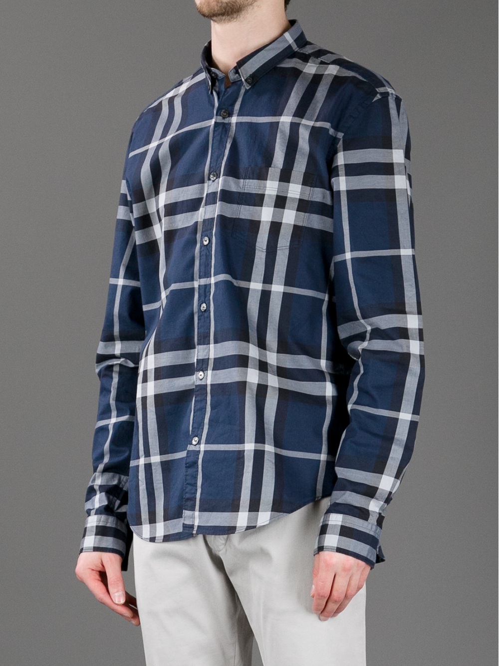 burberry shirt navy blue