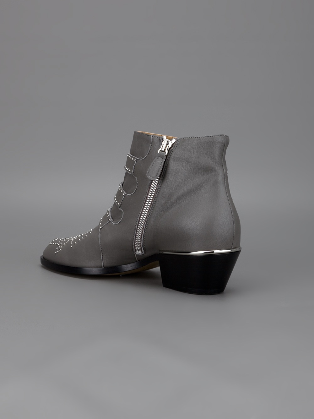 gray buckle booties