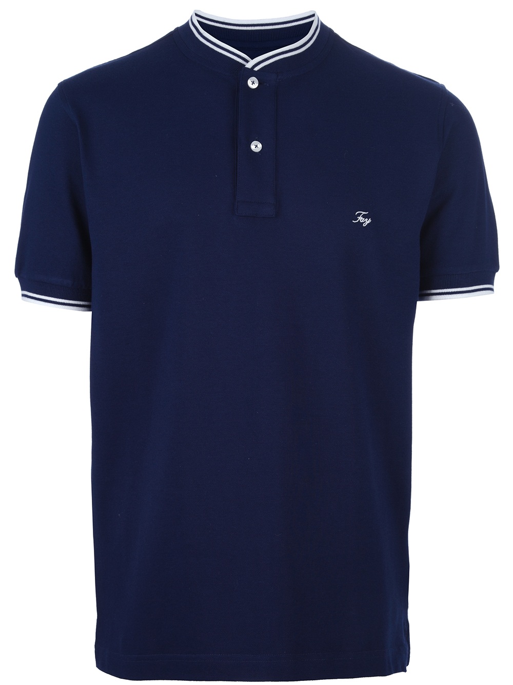 Fay Collarless Polo Shirt in Blue for Men - Lyst