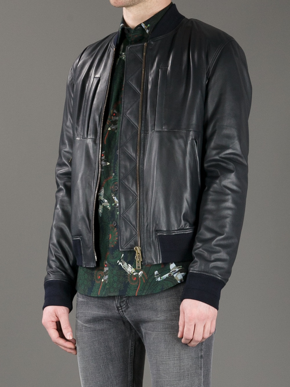 Lyst Givenchy Leather Er Jacket In Blue For Men