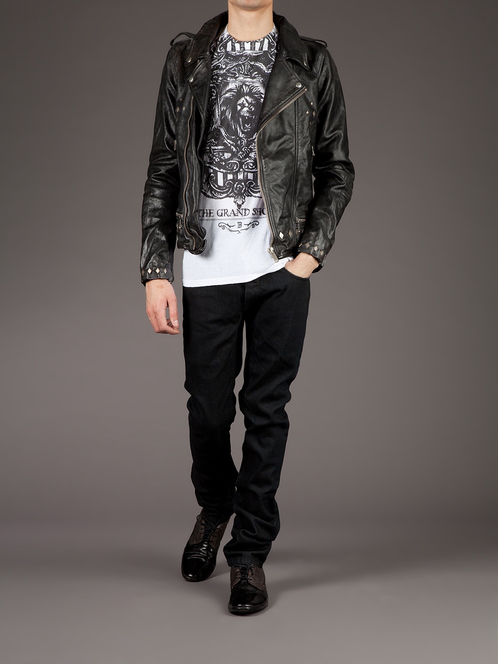 Golden Goose Deluxe Brand Leather Biker Jacket in Black for Men - Lyst