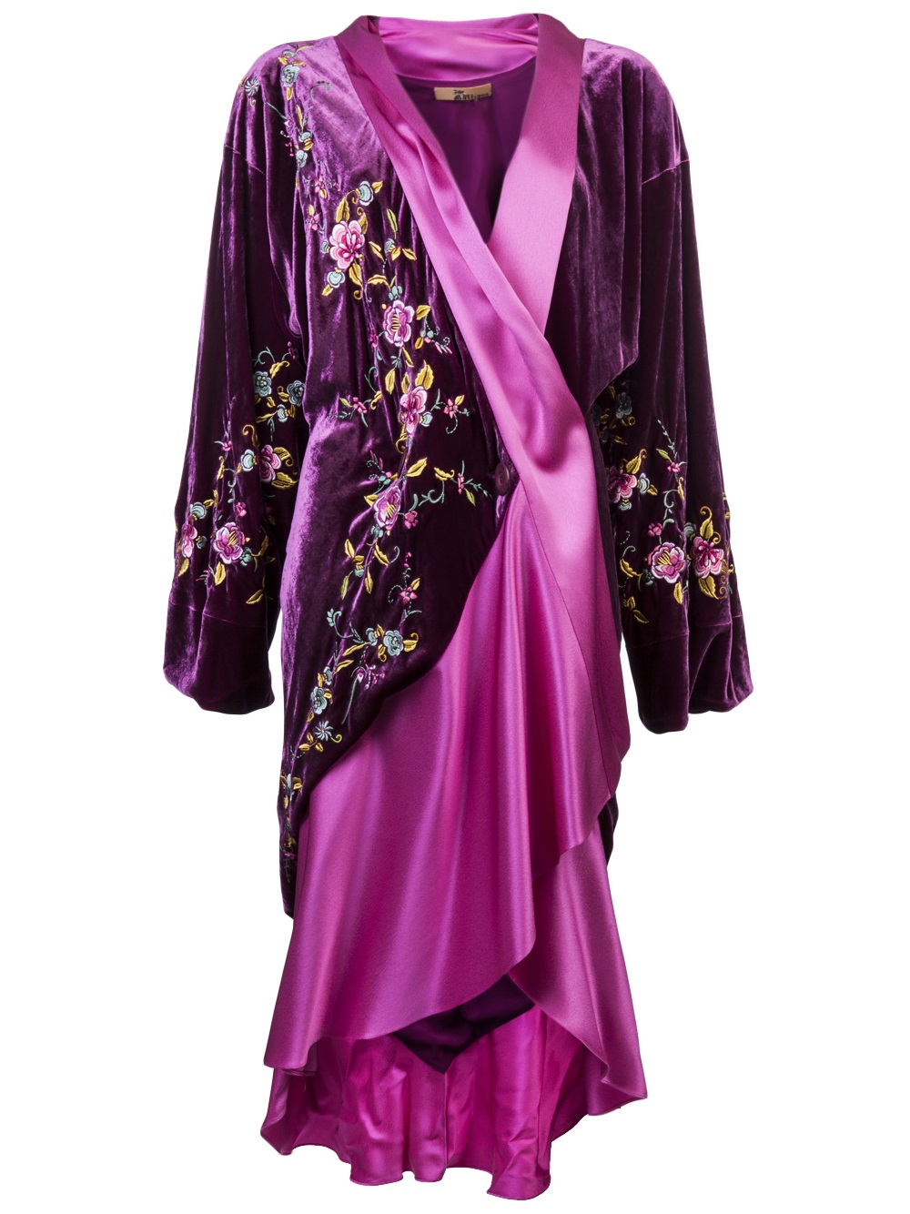 John Galliano Embroidered Kimono Chinoiserie in Pink & Purple (Purple ...