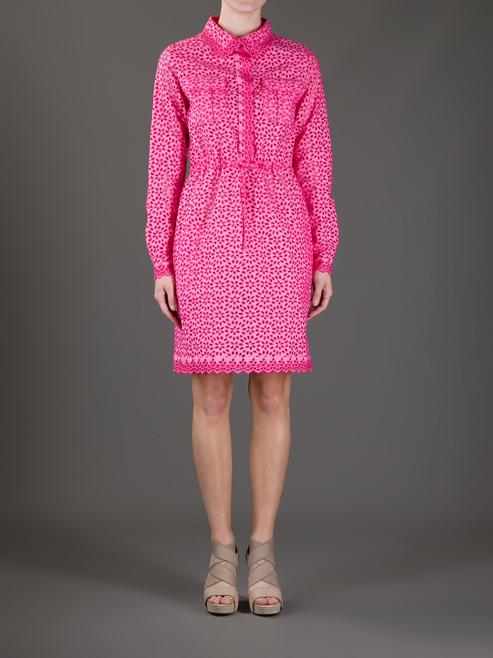 Lyst - Luisa Beccaria Eyelet Cotton Dress in Pink
