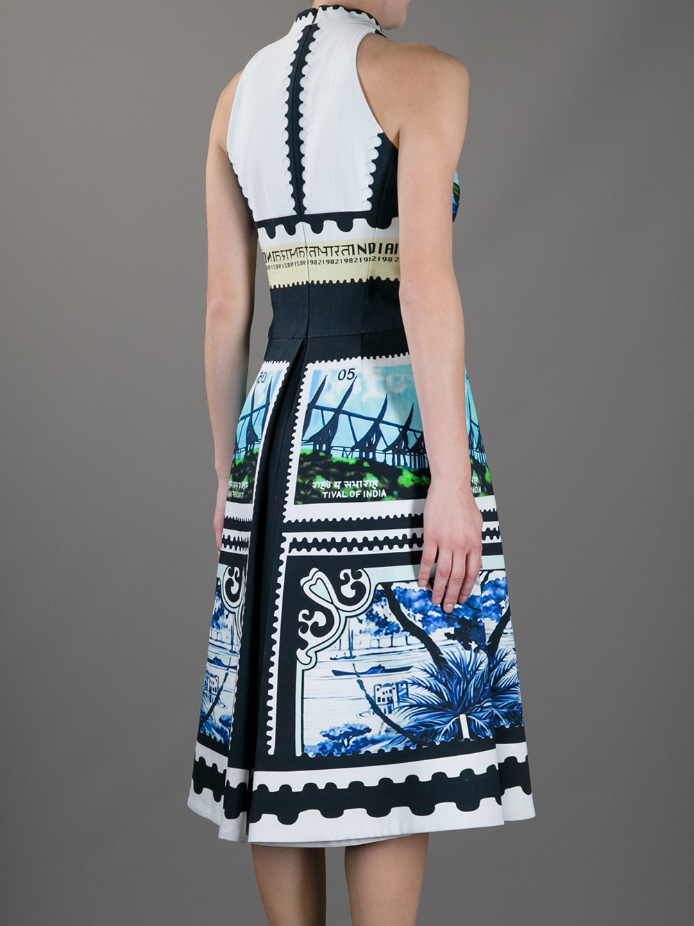 Mary Katrantzou Postage Stamp Print Dress Lyst