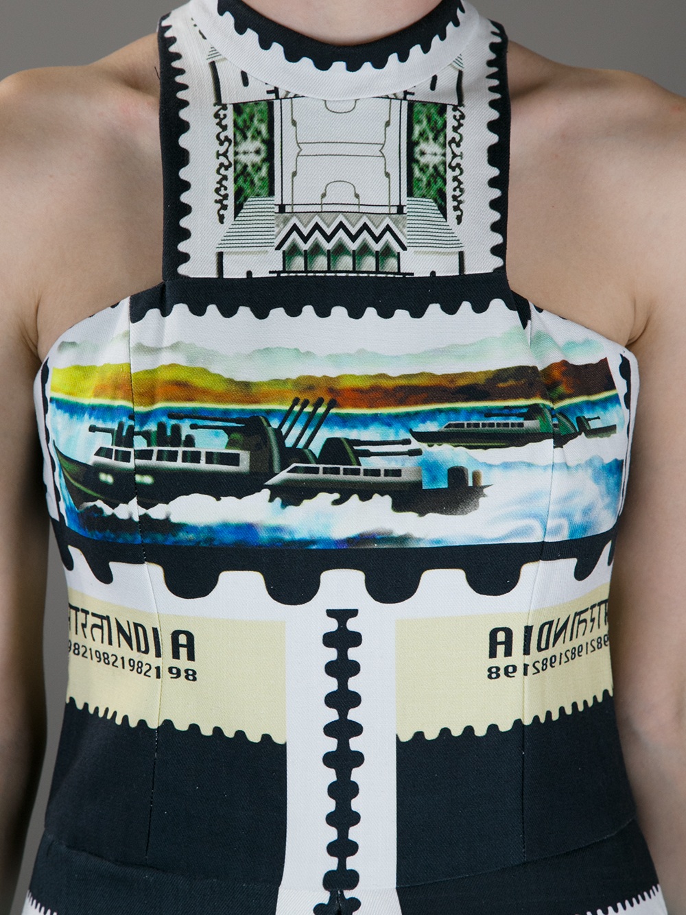 Mary Katrantzou Postage Stamp Print Dress Lyst