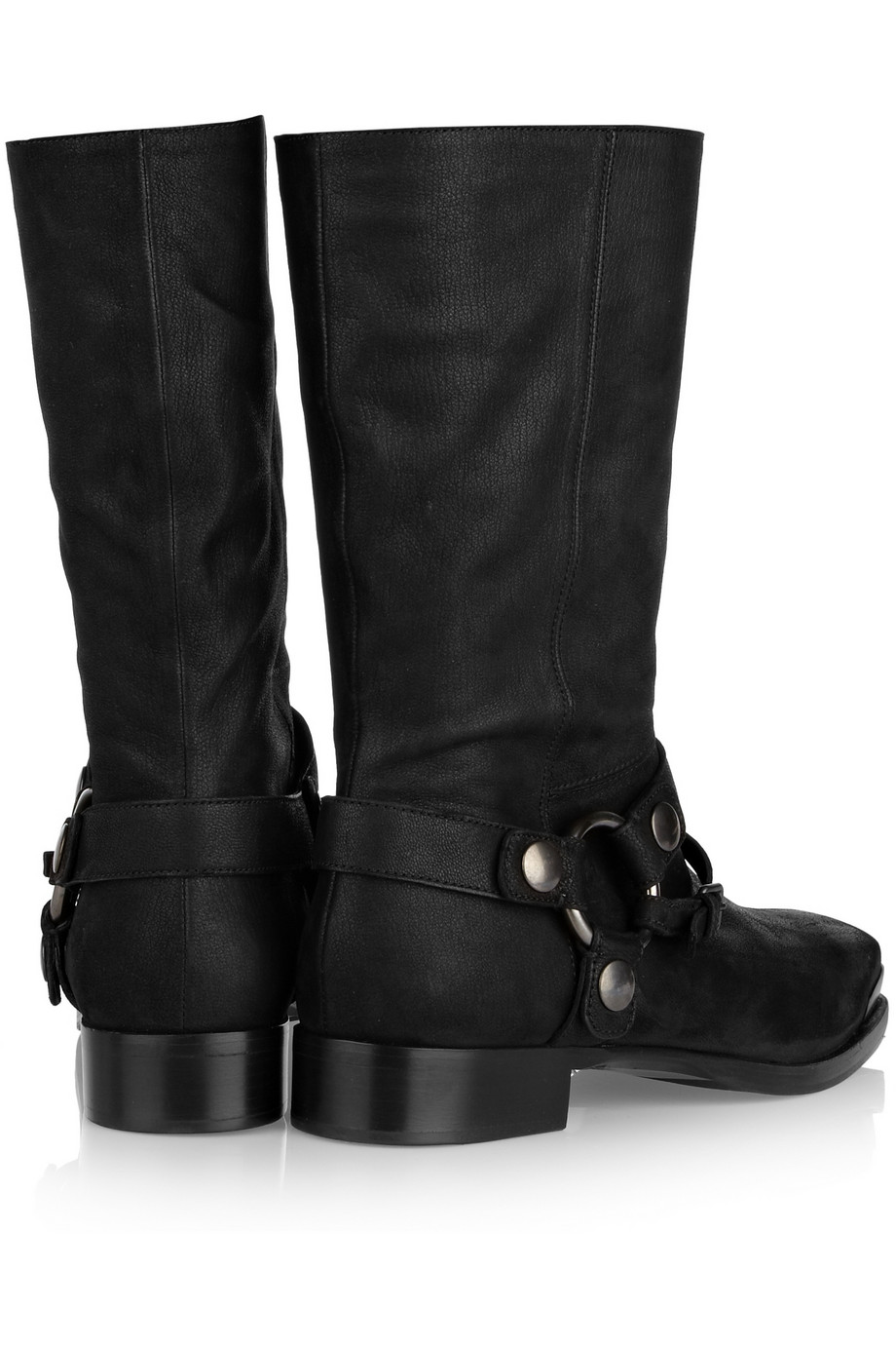 Miu miu Brushedleather Biker Boots in Black Lyst