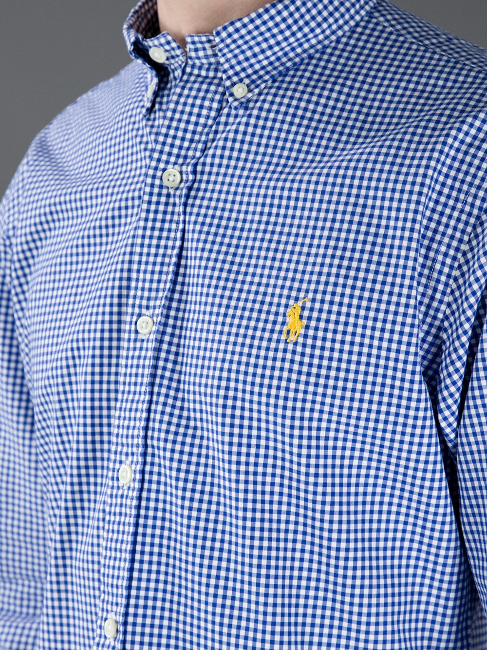 Polo Ralph Lauren Checked Long Sleeve Polo Shirt in Blue for Men | Lyst