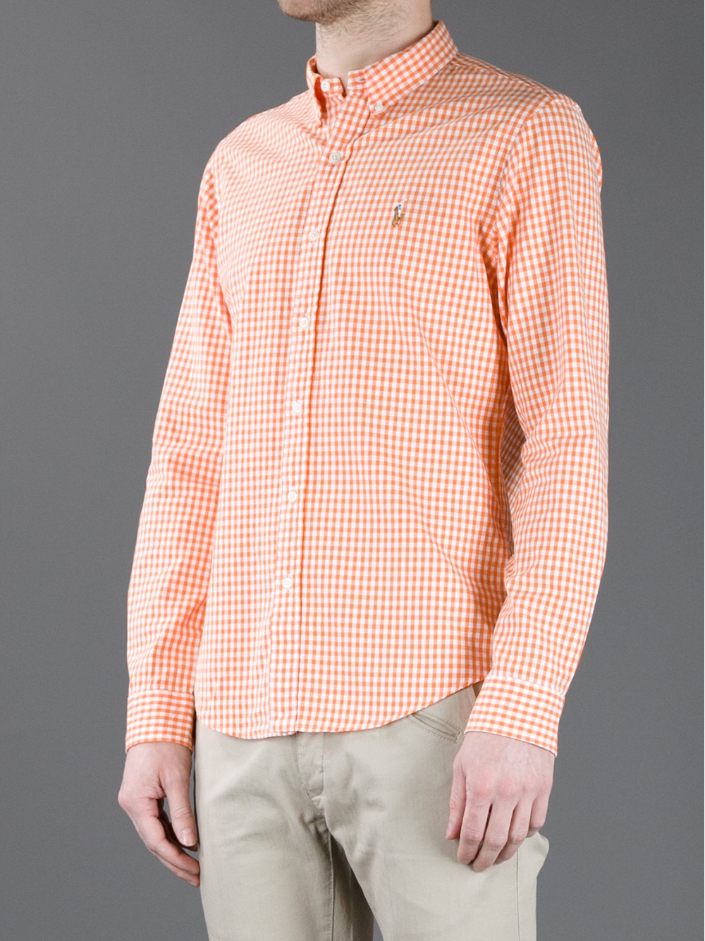 Polo Ralph Lauren Button Down Checked Shirt in Orange for Men | Lyst