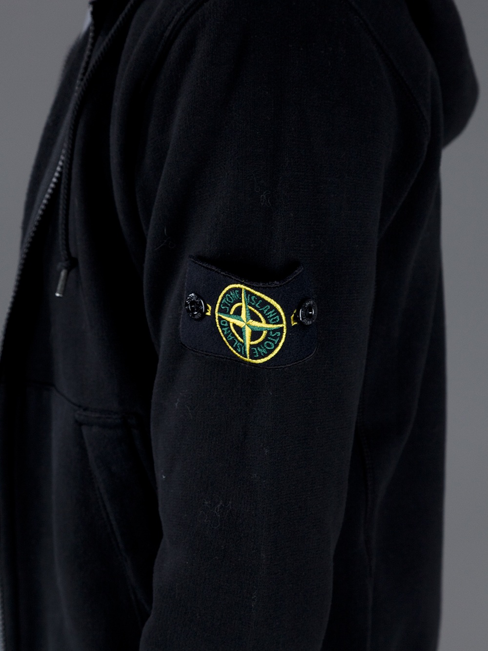 stone island black pullover hoodie