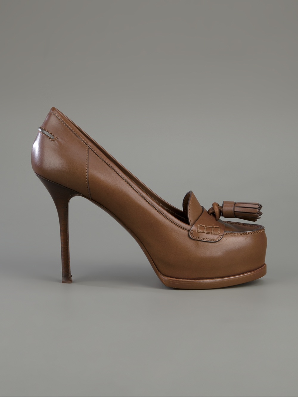 Saint Laurent Tassel Loafer Pump in Brown Lyst
