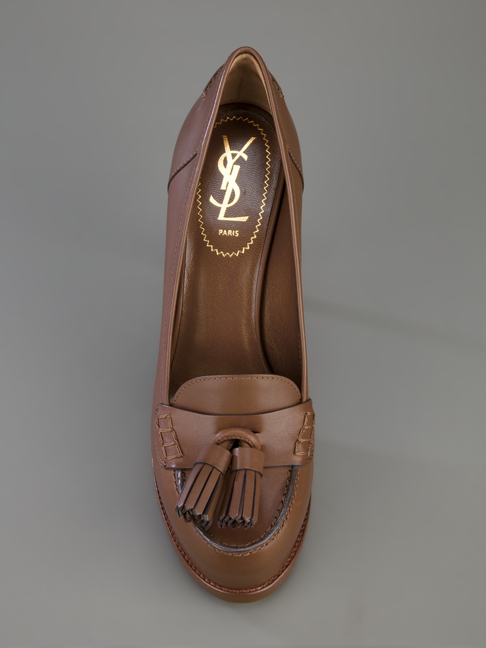 Saint Laurent Tassel Loafer Pump in Brown Lyst