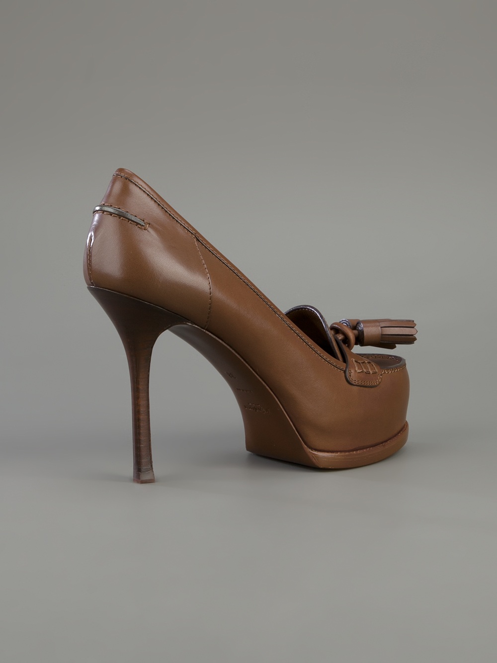 Saint Laurent Tassel Loafer Pump in Brown Lyst