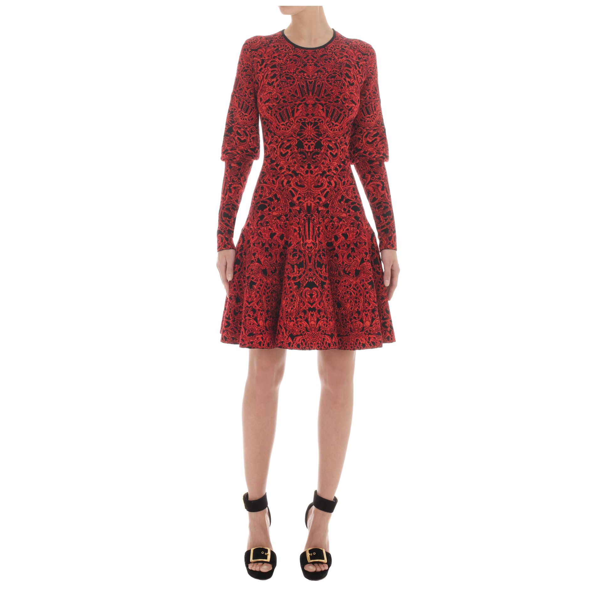 Alexander McQueen Glory Jacquard Knit Dress in Red - Lyst