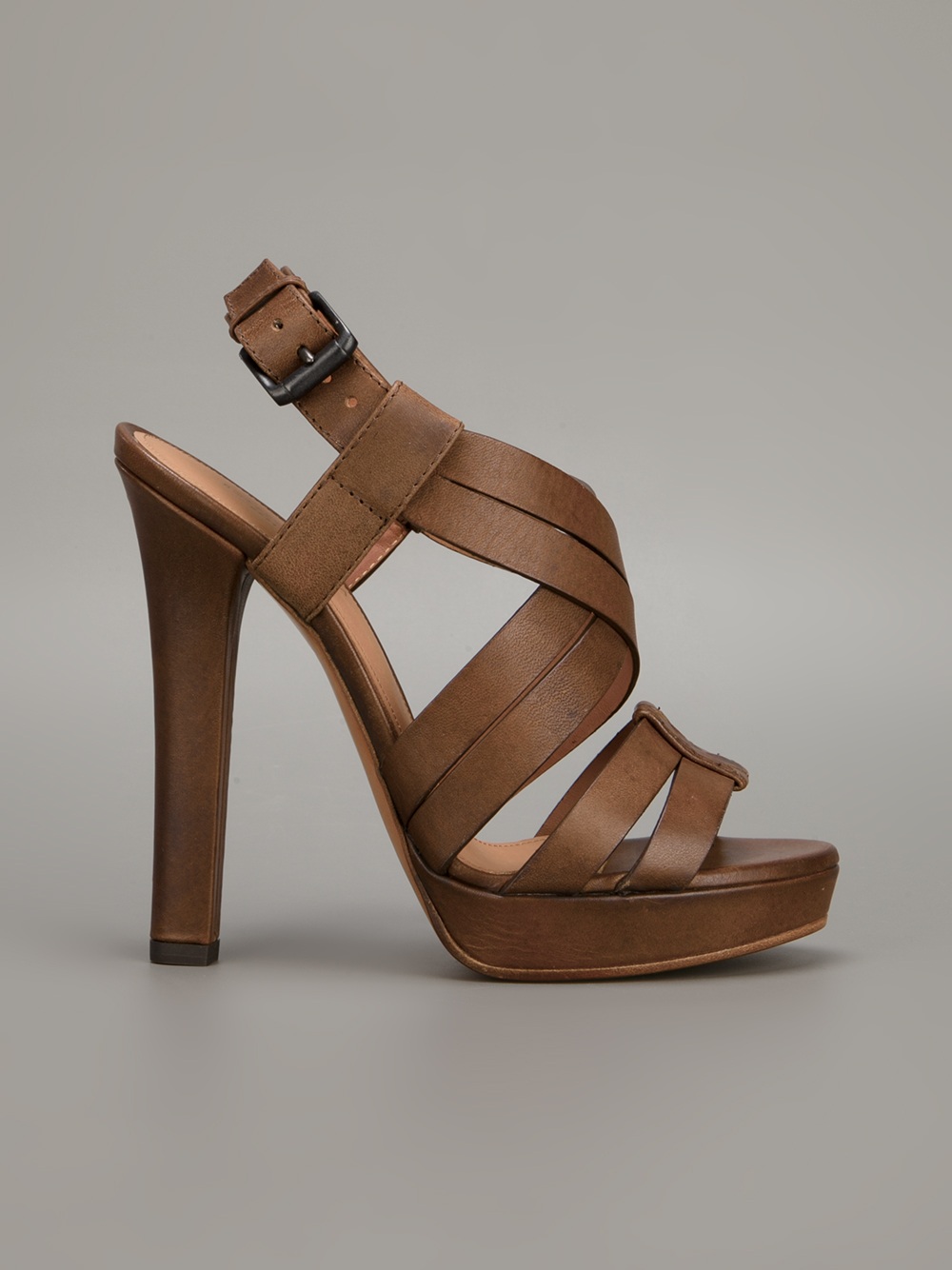 Bottega Veneta Strappy Sandal in Brown - Lyst