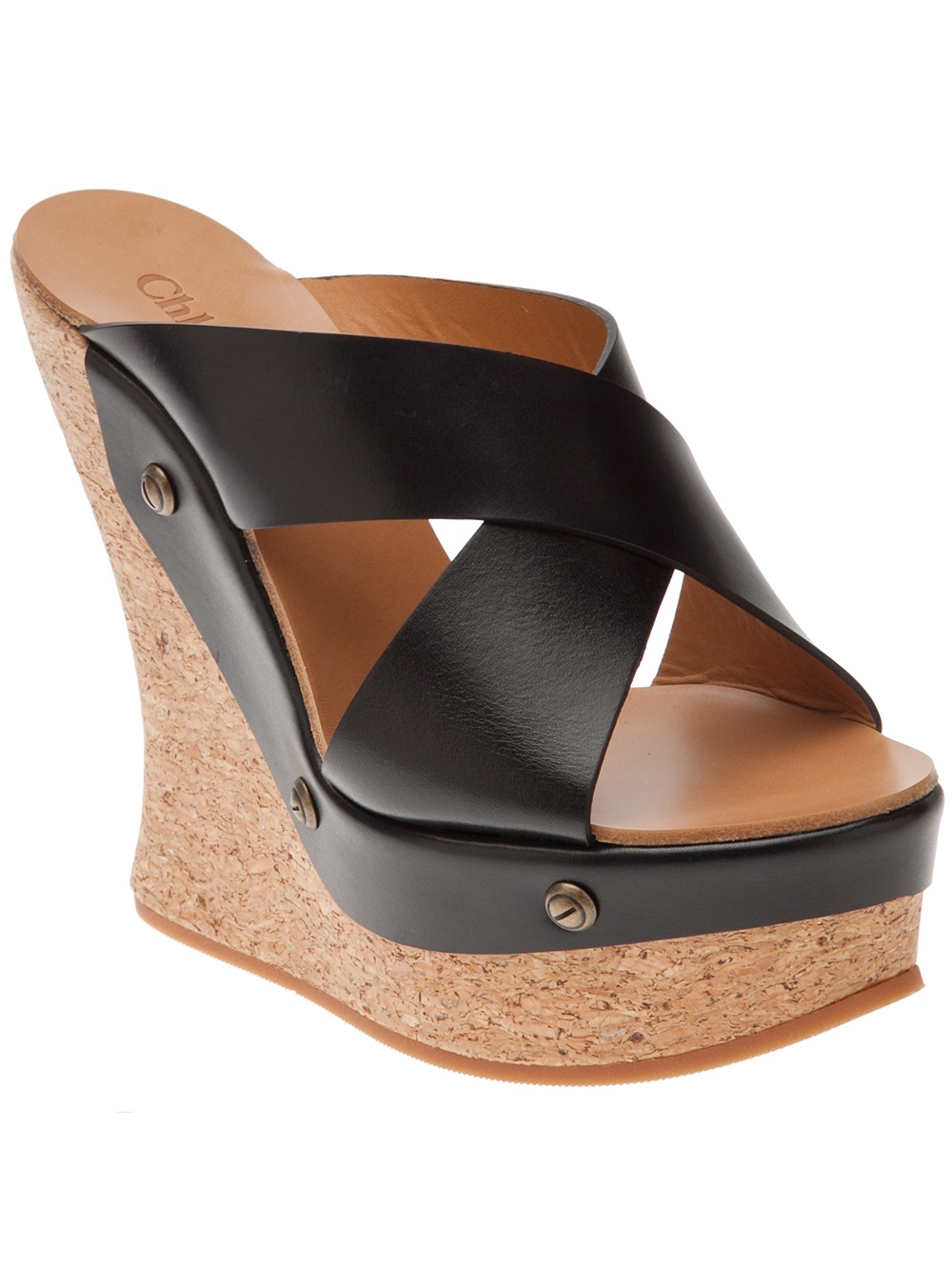 Criss Cross Platform Wedge in Black 