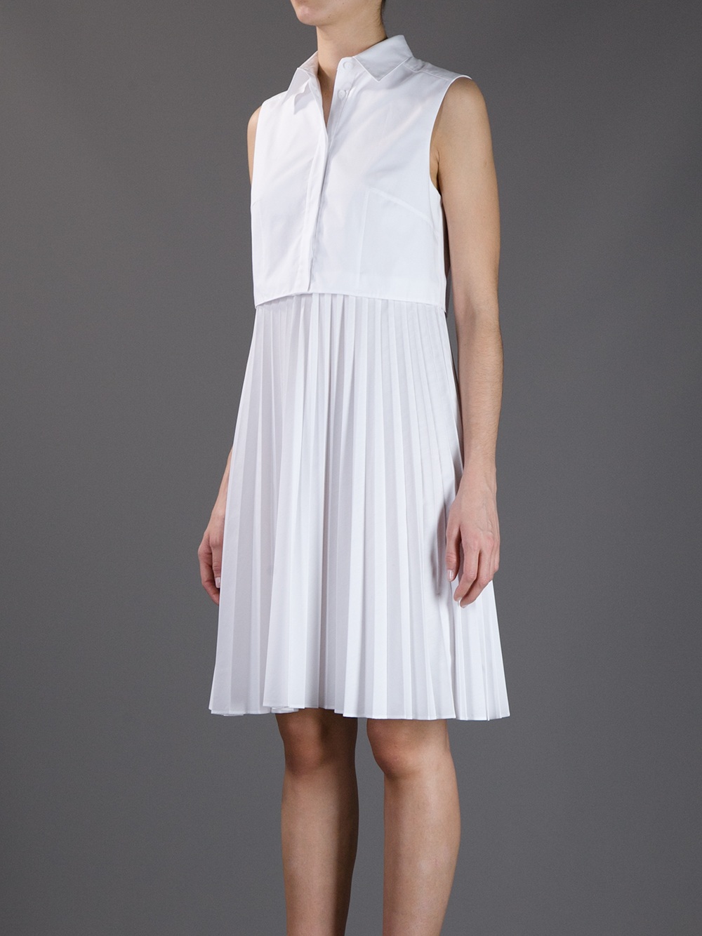 Christopher Kane Pleated Skirt Shirt Dress in White | Lyst