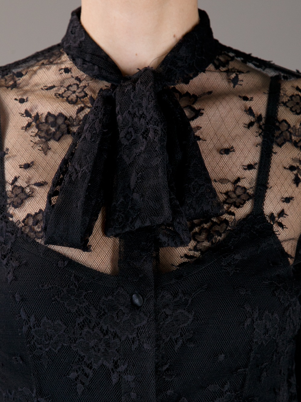 Dolce & Gabbana Sheer Lace Blouse in Black - Lyst