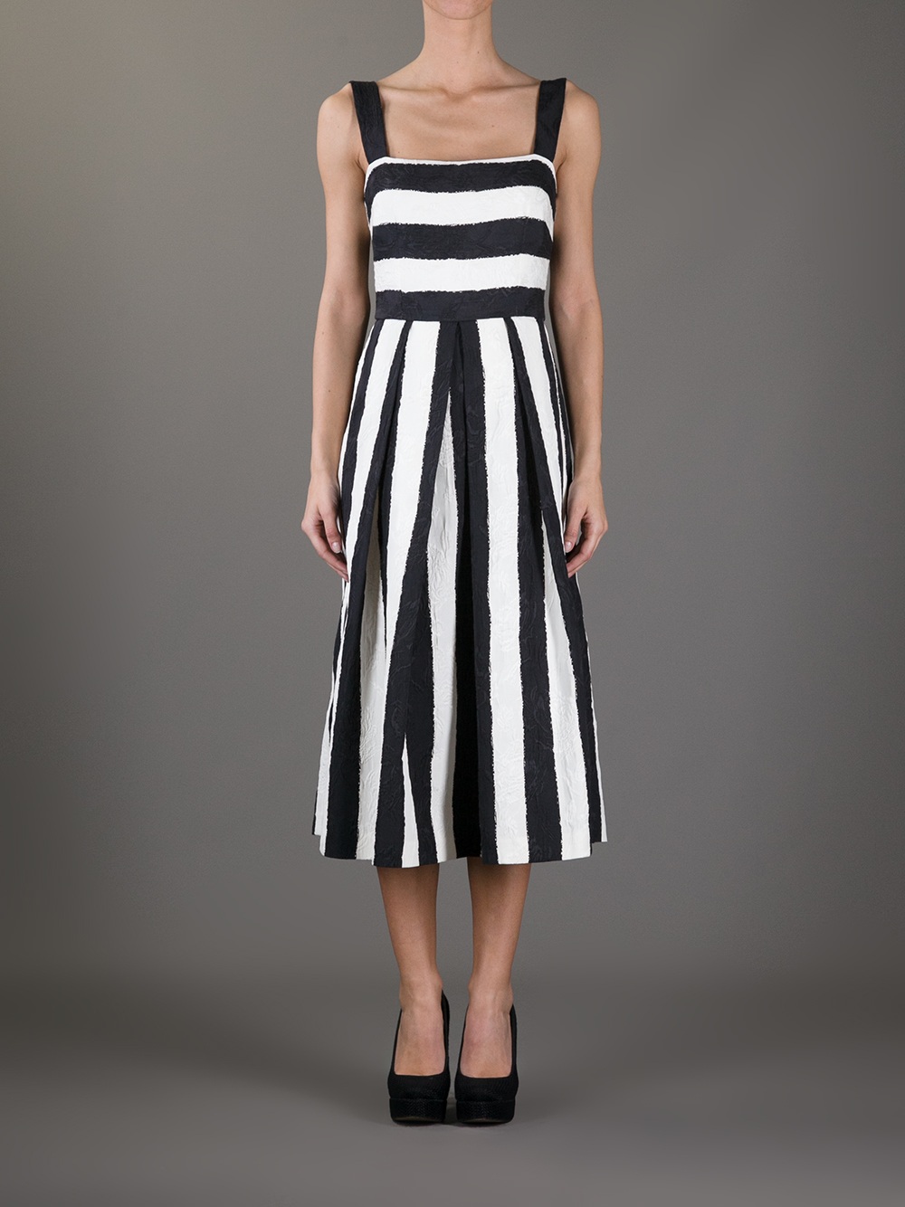 black and white striped sundress