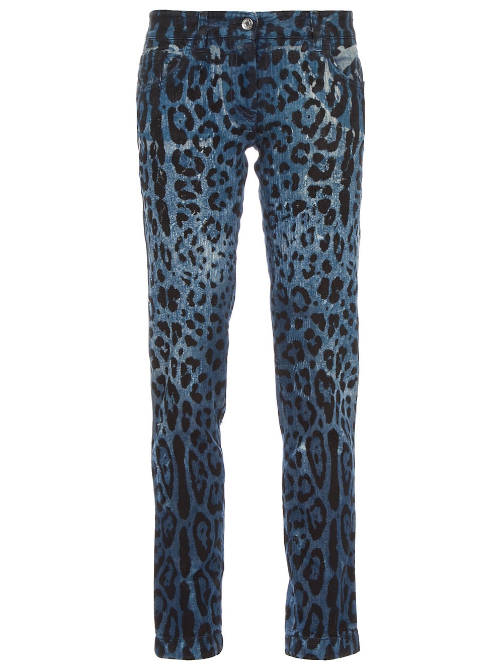 blue jeans with leopard print