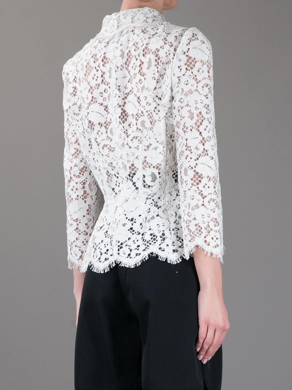 Dolce & Gabbana Sheer Lace Jacket in Grey (White) Lyst