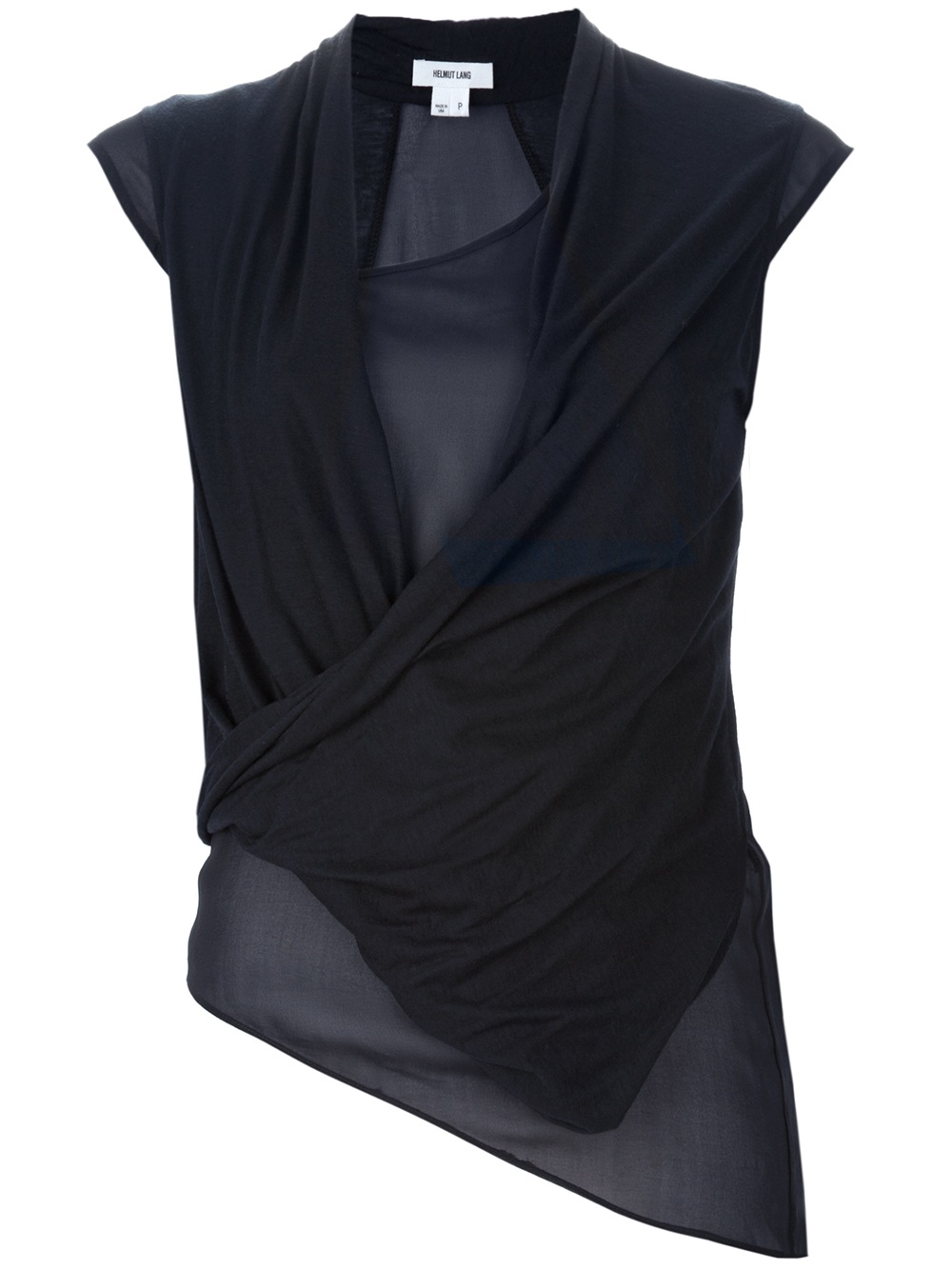 Helmut Lang Draped Wrap Around Top in Black - Lyst