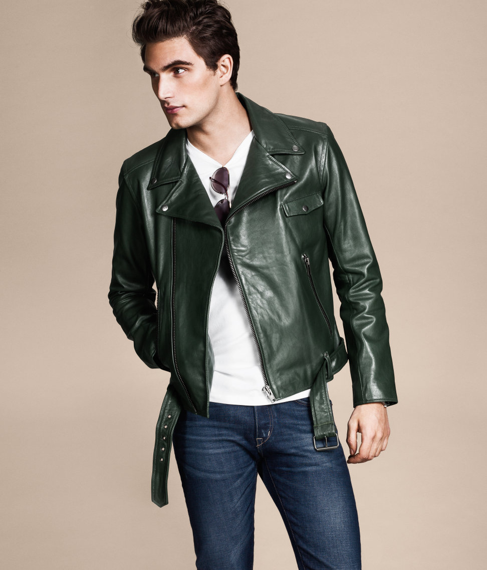 H&M Leather Jacket in Green for Men | Lyst Canada