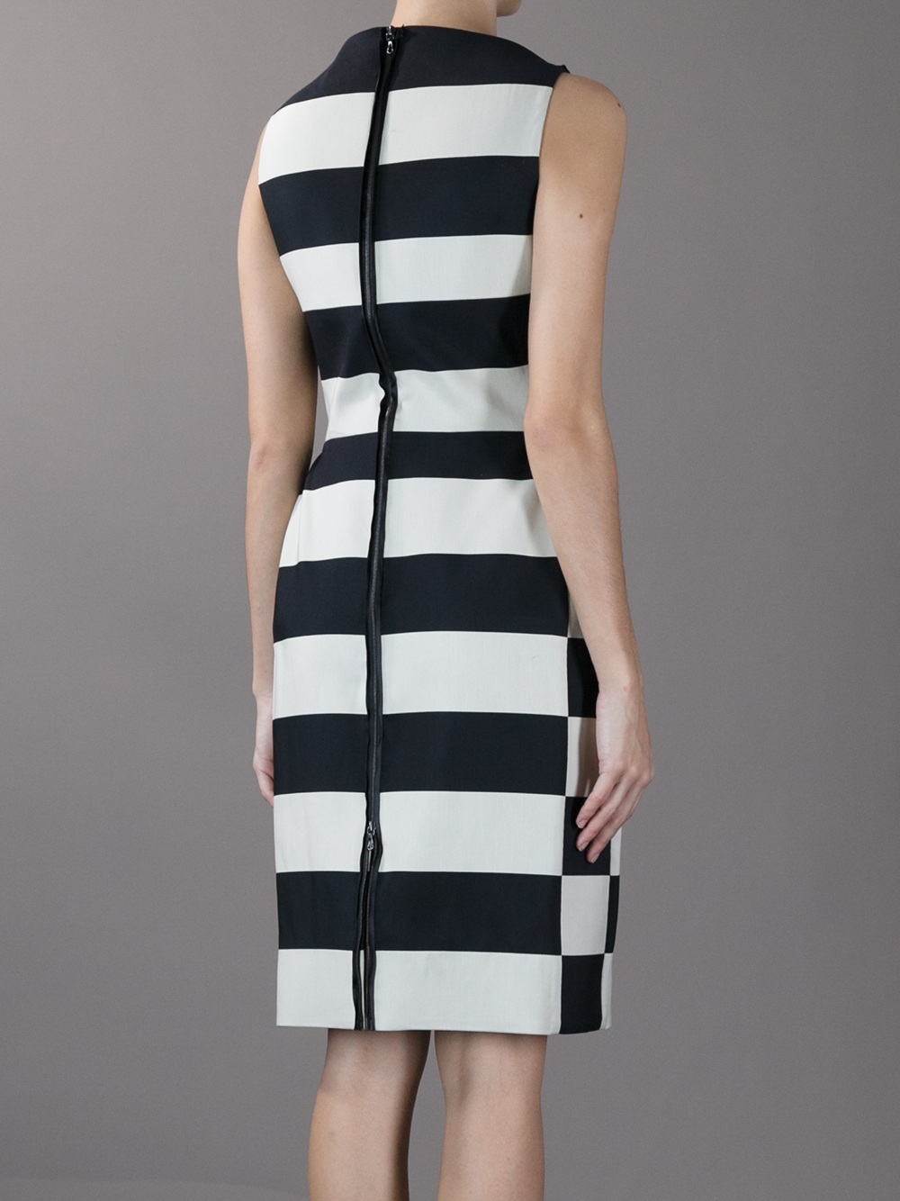Lanvin Striped Dress in Black - Lyst