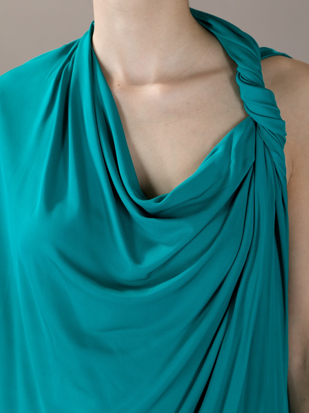 Lanvin Cowl Neck Drape Dress in Green ...