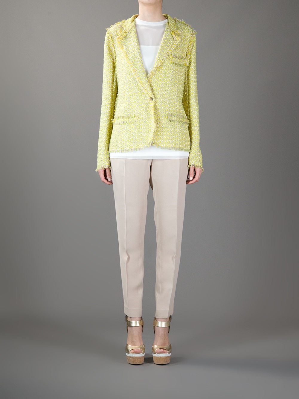 yellow tweed blazer