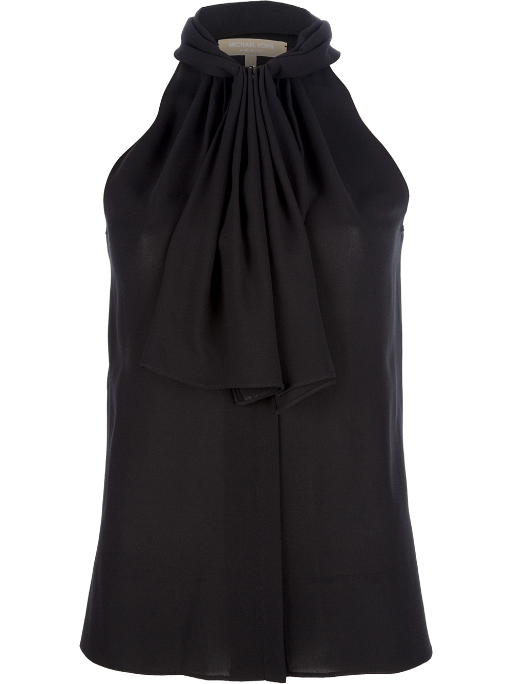 Lyst - Michael Kors Sleeveless Neck Tie Blouse in Black