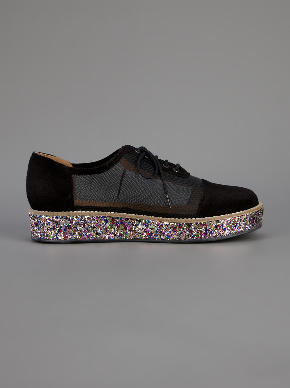 Low Plateau with Glitter Sole in Black 