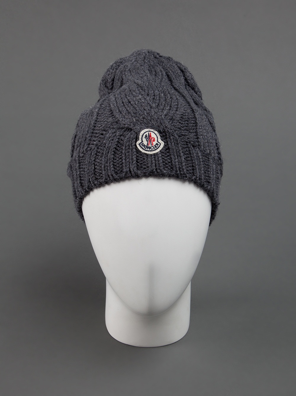 Moncler Knit Bonnet Hat in Grey (Gray) - Lyst