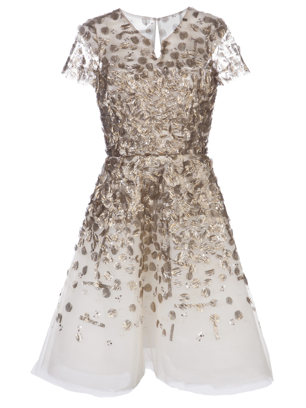 Oscar de la Renta Embellished Cocktail Dress in Gold (White) - Lyst
