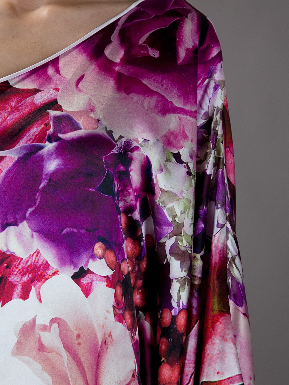 Lyst - Roberto Cavalli Floral One Shoulder Dress in Pink