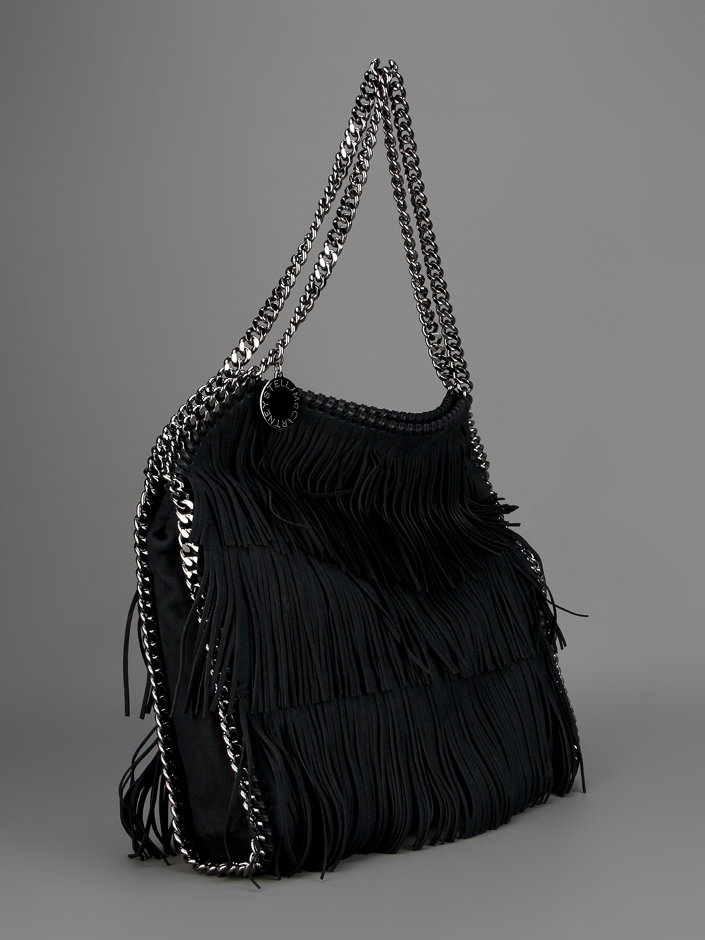 Stella McCartney Falabella Fringe Bag in Black | Lyst