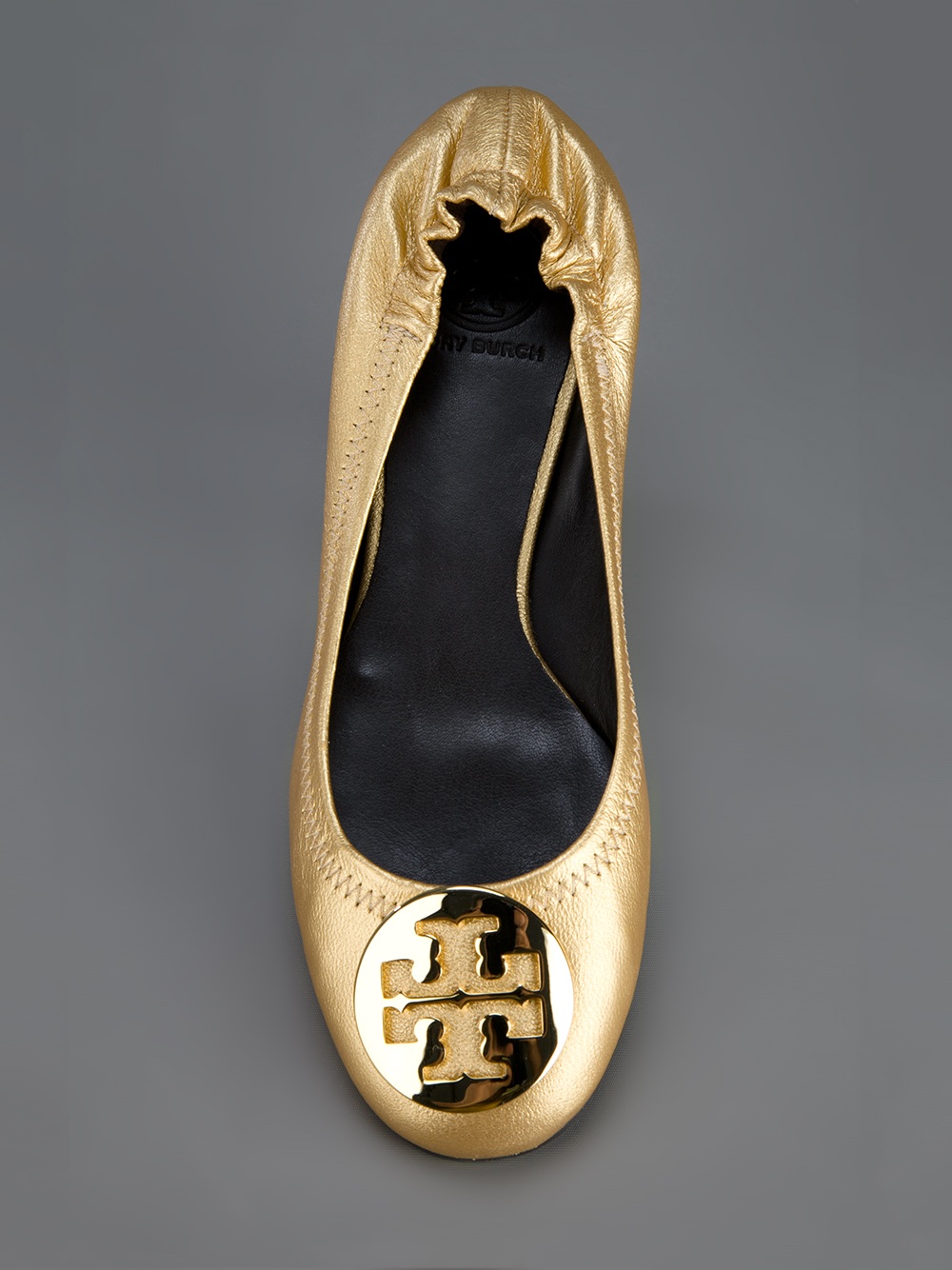 tory burch metallic reva ballet flat silver