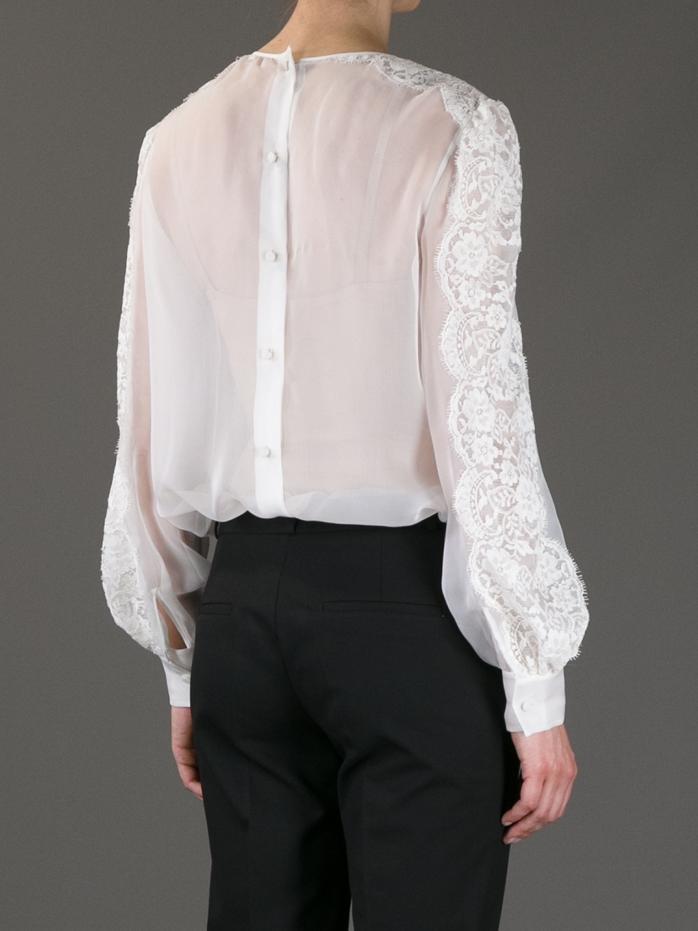 Valentino Lace Panel Blouse in White Lyst