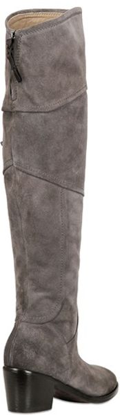 Alberto Fermani 60mm Suede Tall Boots in Gray (GREY) | Lyst