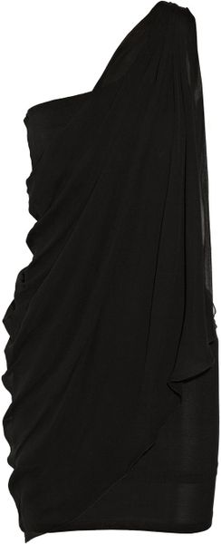 Alice + Olivia Draped Jersey and Silk Chiffon Dress in Black | Lyst