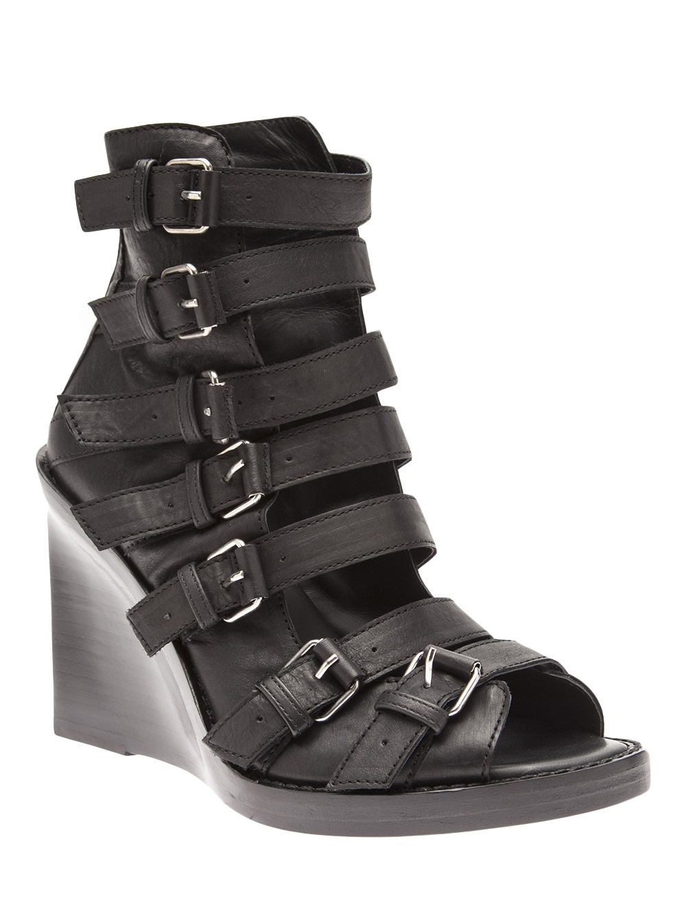 Lyst - Ann Demeulemeester Strappy Wedge Sandal in Black