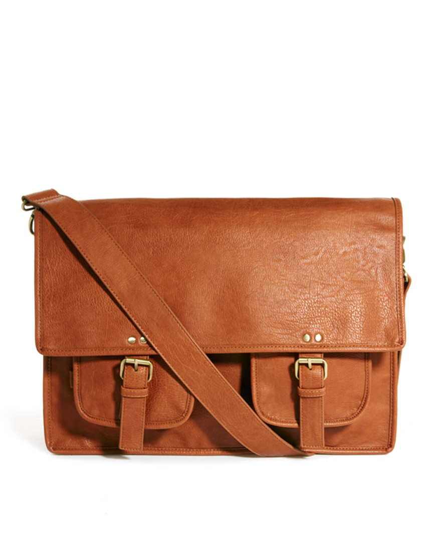 Lyst Asos Satchel with Double Pocket in Brown for Men