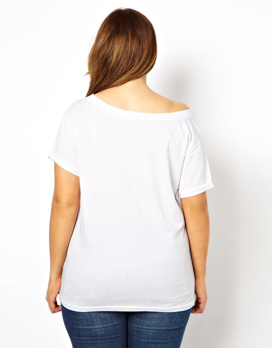 ASOS Exclusive Off Shoulder T-shirt in White - Lyst