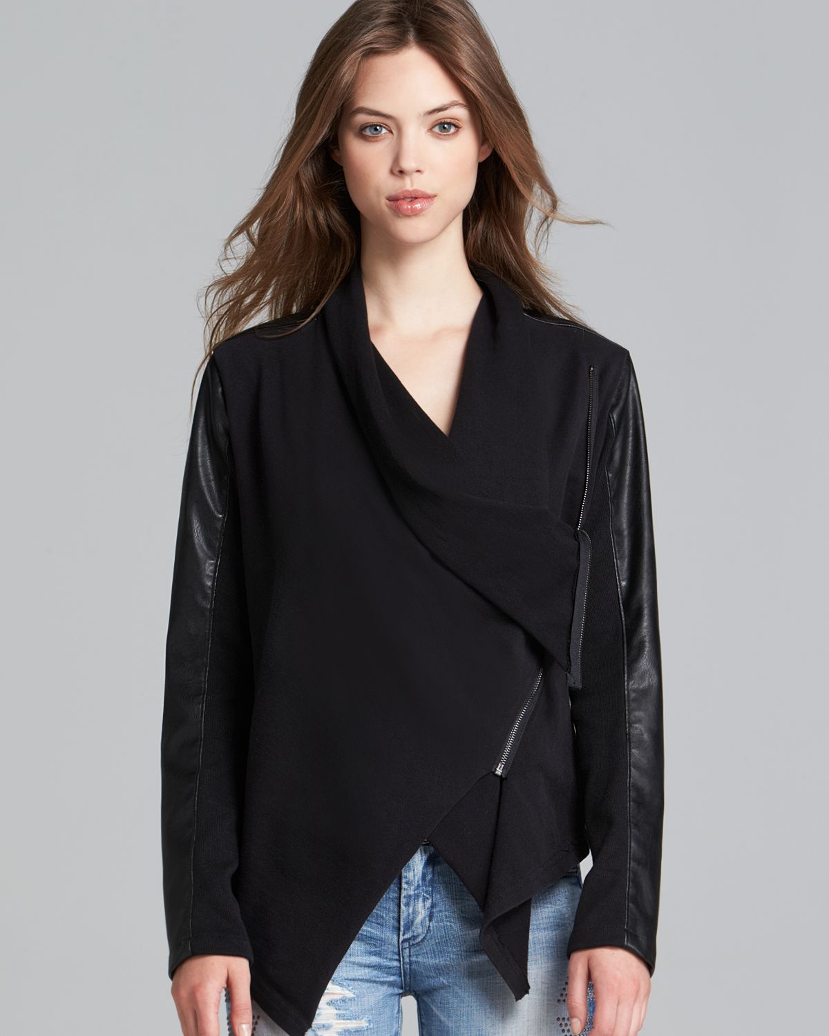 Blank Nyc Black Jacket Faux Leather Asymmetric Zip
